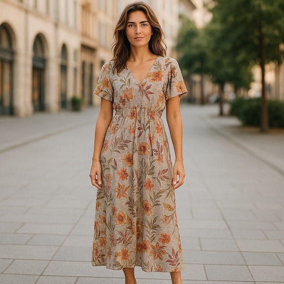 Lovestitch Women's Floral Maxi Dress S Bohemian V-Neck Multicolor Flowy Casual - Picture 1 of 11